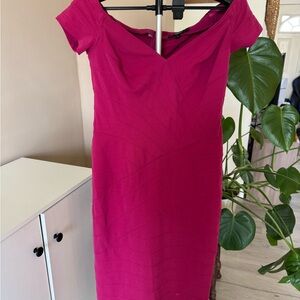 Tadashi Shoji Pink Sheath Dress Off-Shoulder Midi